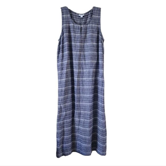 Pure J JIL Linen Women's Maxi Dress Size Medium Striped  Breathable Lagenlook - Picture 1 of 12